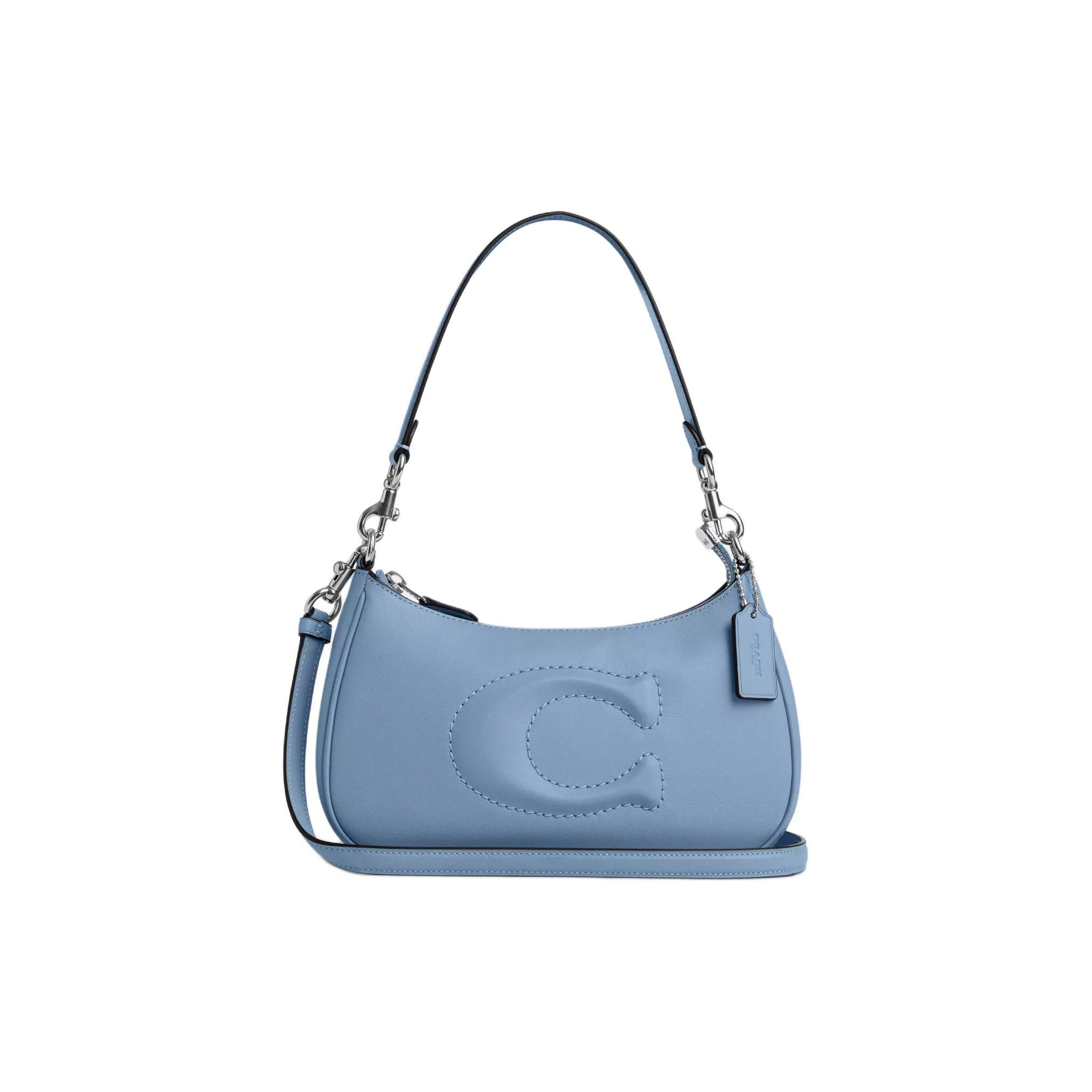 

Coach Teri 24 Top Zip Leather Handbag Crossbody Shoulder Bag Medium Women Handbags Blue CR099-SVEYB Basic Set (Bag+Dust Bag)
