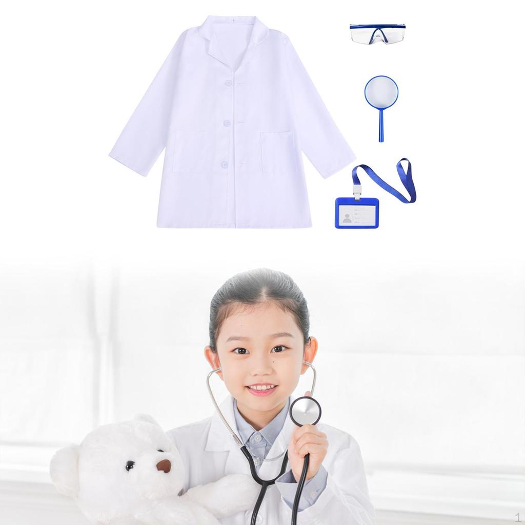 Children's Lab Coat for Role Play, Doctor Costume Kids, Long Sleeve Outfit Dress Up