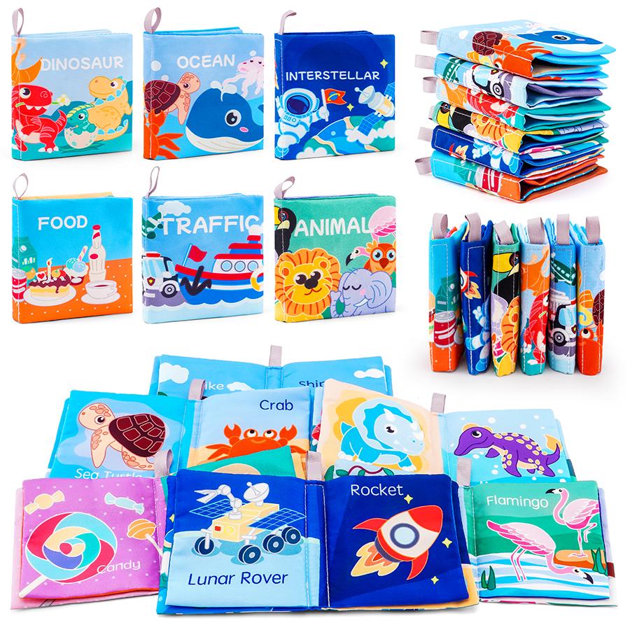 

6pcs Montessori Soft Infant Cloth Book Including Tail High Quality Durable Design Safe for Children Early Learning Enlightenment Cognitive Book Playt