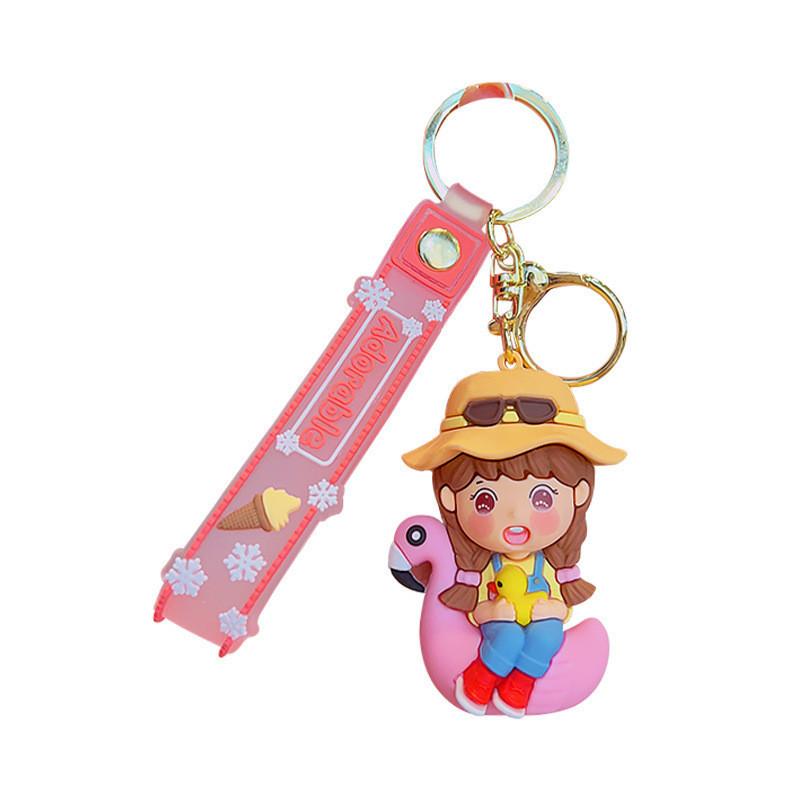 Adorable Cartoon Animal Keychains Soft Rubber Key Rings Cute Couple Gifts