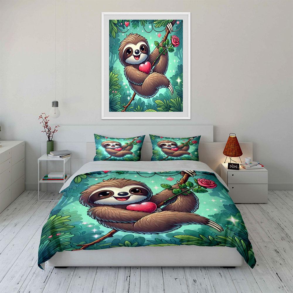 Sloth-Themed Cozy Gift Set Exquisite Three-Piece Bedding Set Gift For Kids And Adults