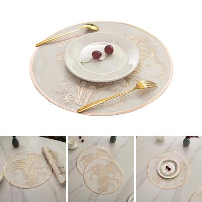 מחצלת עגולה עמידה בחום, זהב, PVC, הגנה לשולחן, מבודדת נגד כוויות