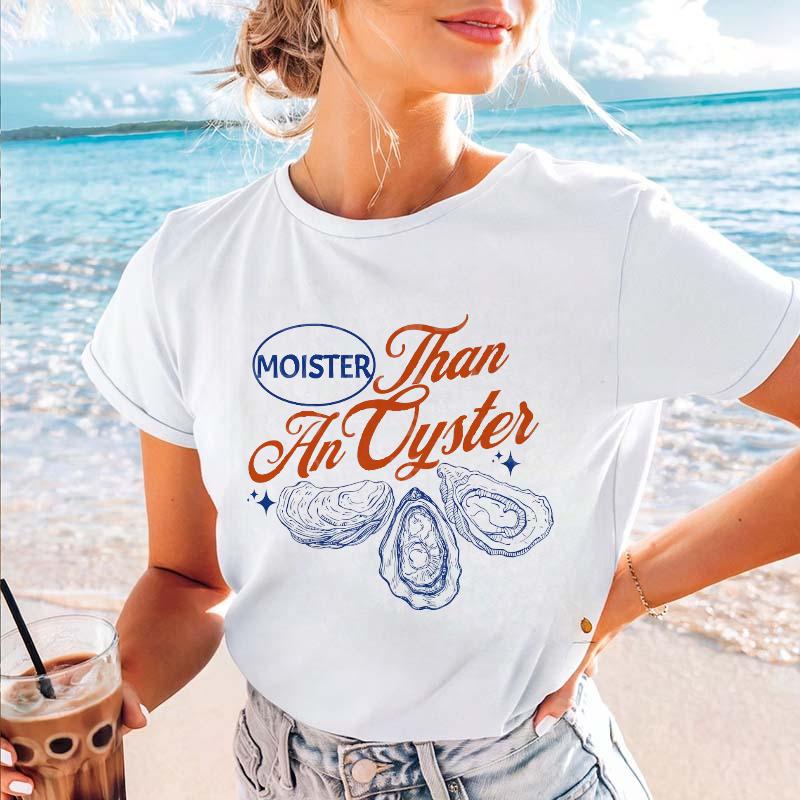 

Cartoon Seafood Pattern Printed Casual TShirt Short Sleeved Womens Clothing Funny Graphic Soft Top Vintage TShirt S