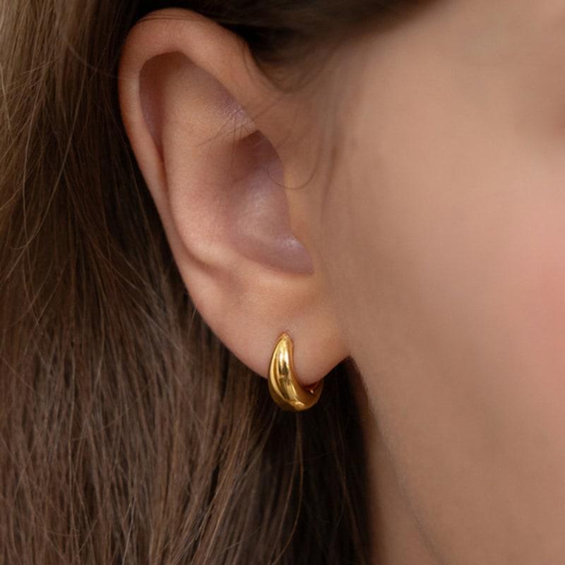 Tatiana (925 Silver) Volume Drop Hoop Earrings EC3225 Size S