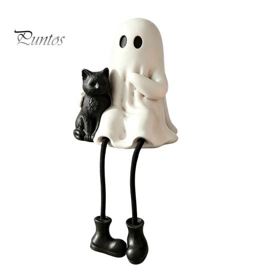 Unique Gifts for Halloween Lovers Figurines, Spooky Ghost Skeleton Pumpkin Black Cat Resin Ornaments, Durable Seasonal Home Accents Tabletop