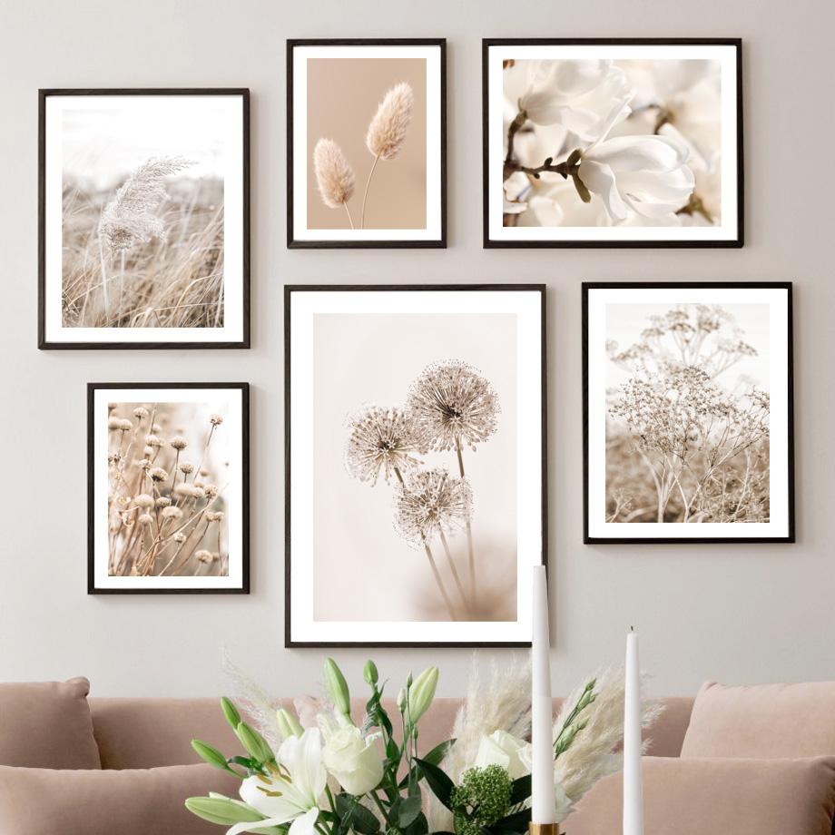 Rostlina Krajina Květ Pšenice Rákos Tráva Pampeliška Pták Plakáty Tisk Nástěnná malba Obraz na plátně Vnitřní obývací pokoj Domácí dekorace