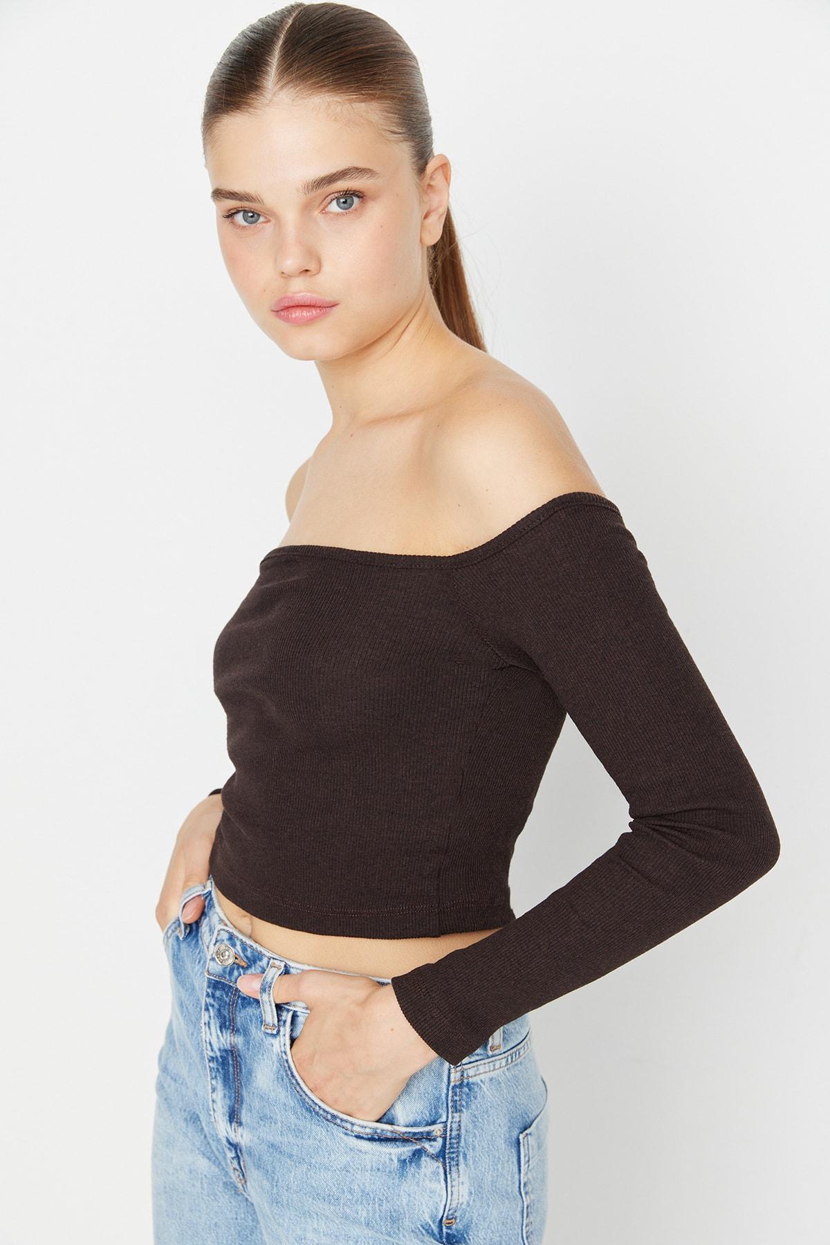 

Блуза - Коричневый - Slim fit
