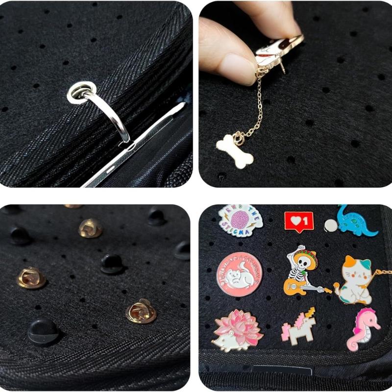 Portable Enamel Pins Carrying Case with 6 Display Pages Sturdy Felt Fabric Collector's Album Display Stand for Household