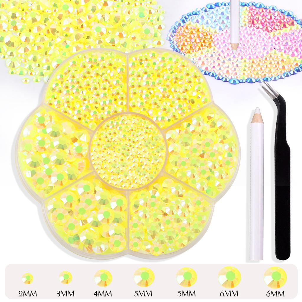 7 Grid Plum Blossom Boxed Resin Flat Bottom Nail Art Jewelry Jelly Diamond Violent Bear Ab Rhinestone Diy Clothing Diamond Sticker