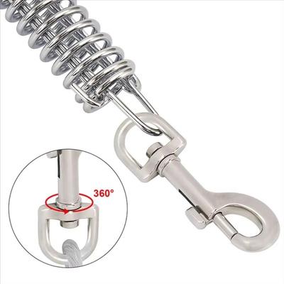 Langlebig Flexibel Doppelkopf Haustier Drahtseil Robust mit Feder Hund Ausleine Kabel Stahl Schnalle 3M Lang Leine Outdoor