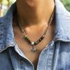 Stainless Steel Planet Necklace for Men, Hip-Hop Niche Design, Simple Beaded Collarbone Chain for Men