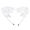 Bandeau Oreilles de Chat Blanches Joli Nœud en Gaze Exquis Bandeau Filles Accessoires Cosplay pour Halloween
