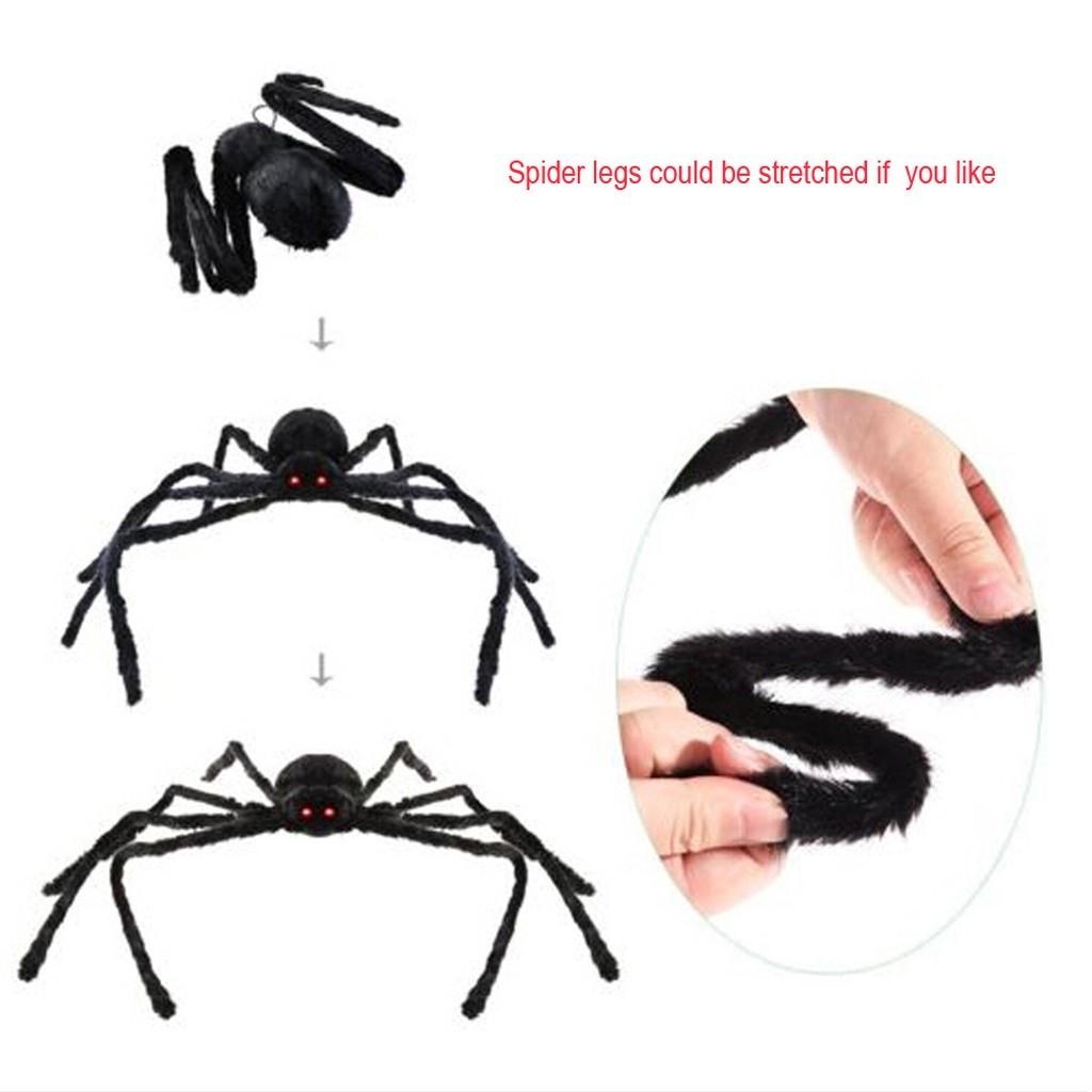 Halloween Large Black Spider Fake Giant Black Plush Spider,Outdoor Spider Props,Haunted House Garden Yard Scary Decorations