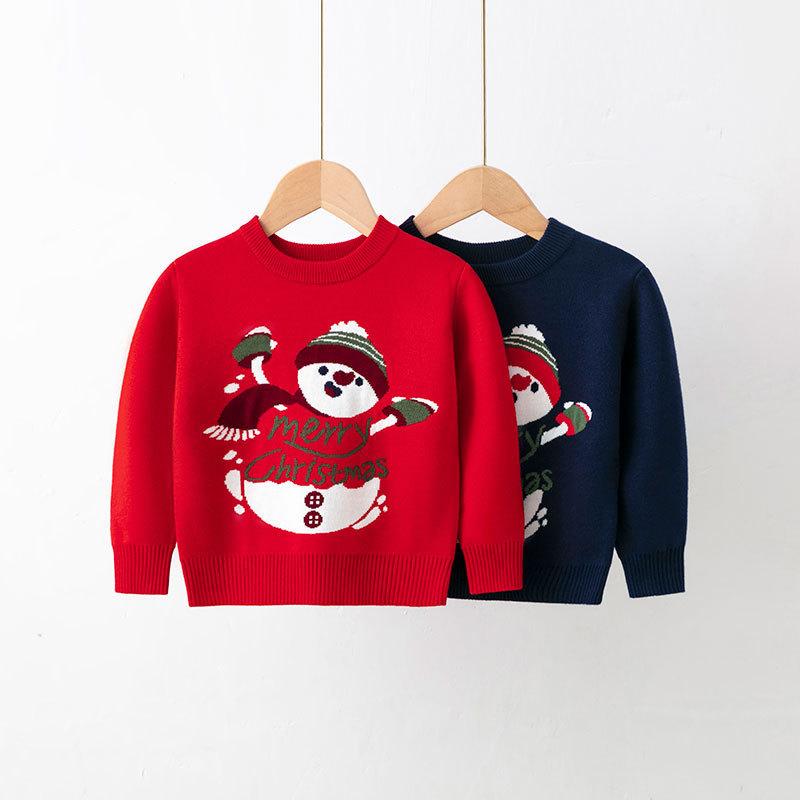 New Children's Christmas Sweater Collection: Girls' and Boys' Autumn/Winter Cartoon Pullover Knitwear