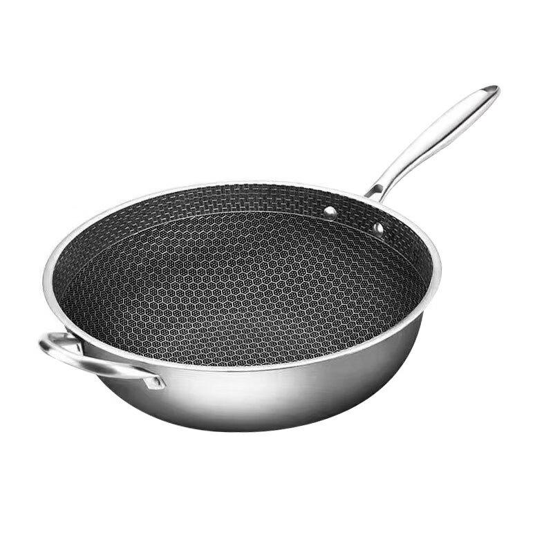 Utuo Stainless Steel Honeycomb Non-stick Wok Set