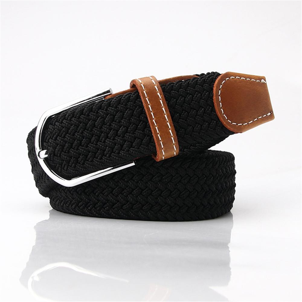 Casual Men's and Women's Fashion Multi-color Elastic Woven Canvas Belt with Elastic Pin Buckle