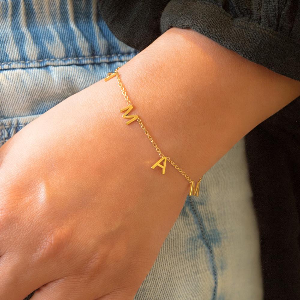 Dainty Mini Mama Letter Bracelet For Women Gold Color Stainless Steel Elegant Adjustable Link Chain Mother's Day Jewelry Mumgift