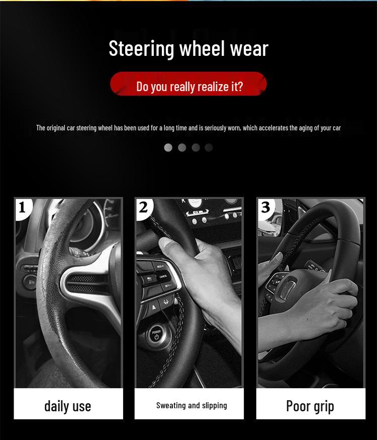 Genuine Leather & Carbon Fiber Steering Wheel Cover for Exeed TX - Suede, Anti-Slip, All-Season.