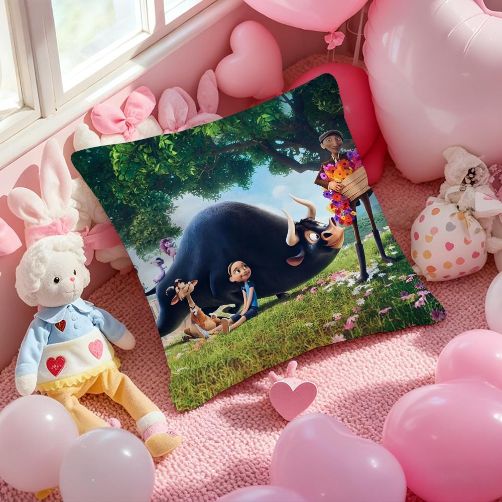 Cute Cartoon FFerdinands Pillow Case Soft Plush Fabric DoubleSided Printed Cushion Cover Warm Winter Sofa Pillow Case