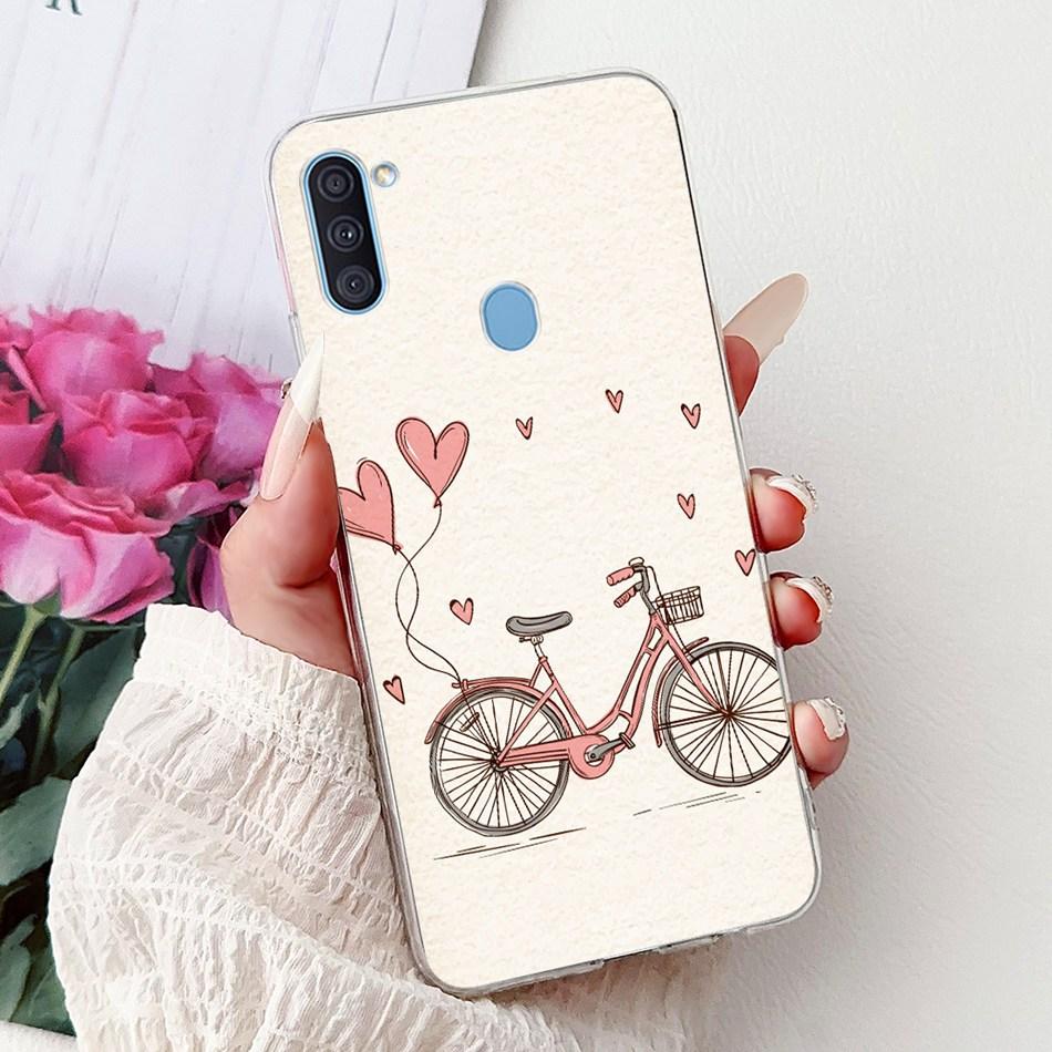 For Samsung Galaxy A11 M11 Phone Case Samsung A11 M11 A115F M115F Elegant Floral Cat Painted Soft Silicone Transparent TPU Cases