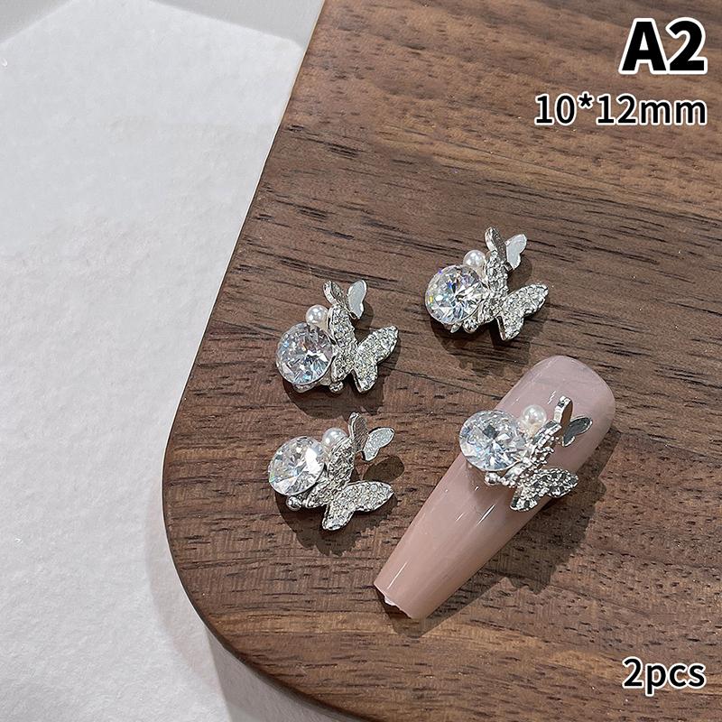 2Pcs Transparent Crystal Nail File Diamond Luxury Heart Square Nail Art Rhinestones Gems Sparkle Glass Nail Stones Diy Charms