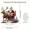 Christmas Reindeer Sleigh Santa Figurine 2d Acrylic Christmas Santa Claus on Sleigh with Reindeers Decorations Holiday Santa
