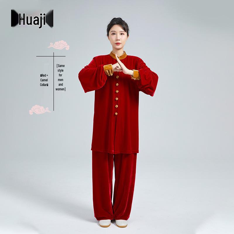 

Gold Velvet Tai Chi & Yoga Clothing - Unisex Mid-Length, Small Button Design Double Extra Large (175)