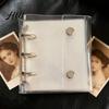 A8 Binder Notebook Scrapbook Mini 3-Ring PVC Clear Cover with Colorful Inserts Portable Planner Closure Photo Album Card Organizer for Journaling High
