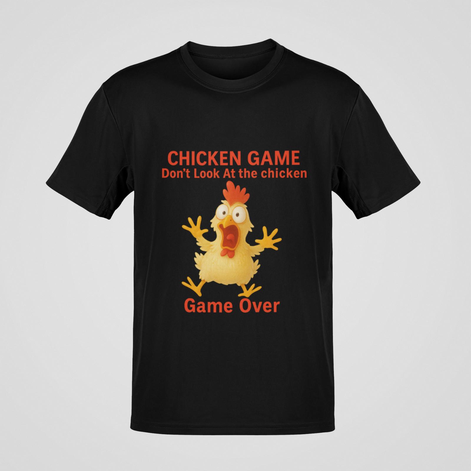 Funny Chicken Game Shirt | Don’t Look at the Chicken Meme Graphic Tee L