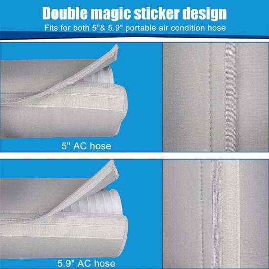 AC Hose Insulation Sleeve with 3 Adjustable Straps Air Conditioner Hose Cover 5/5.9-inch Diameter Air Conditioning Exhaust Hose Insulated Wrap