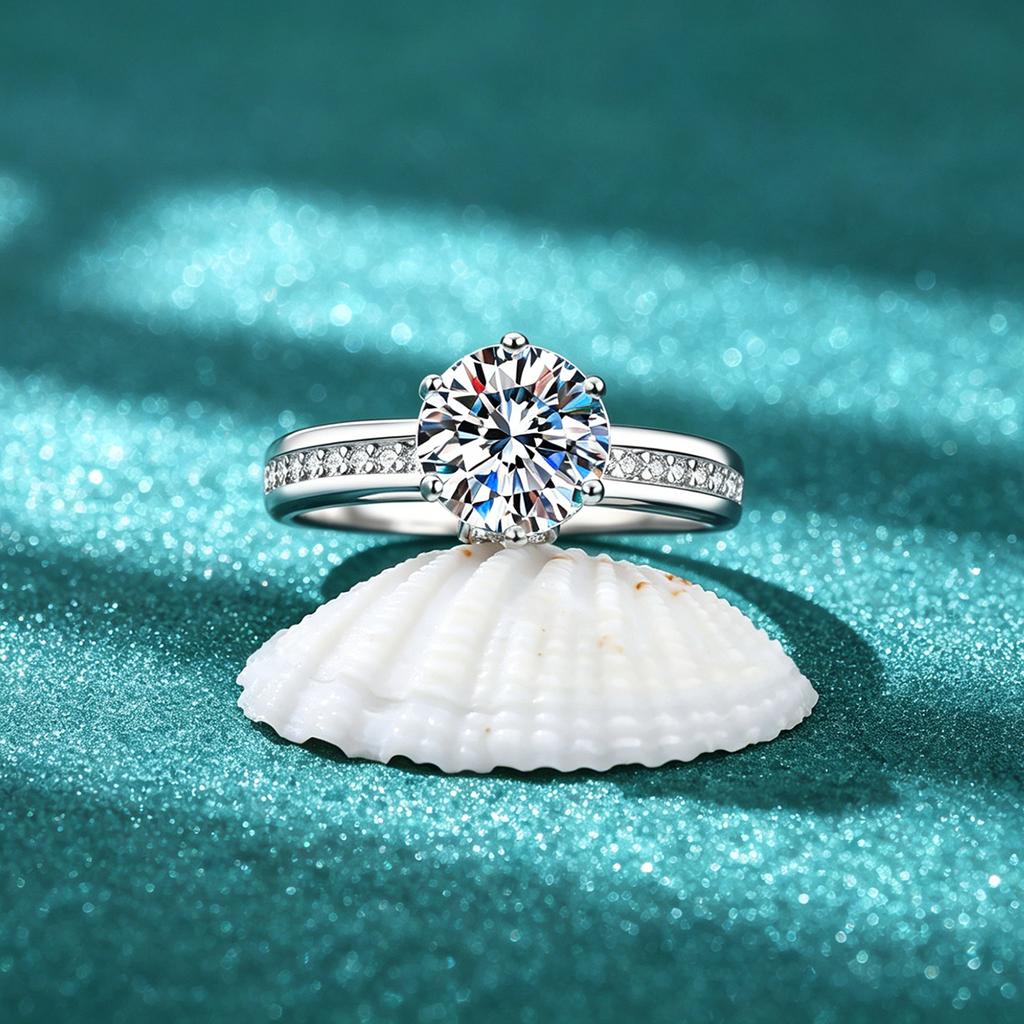 VENTFILLE Moissanite Ring Diamond 2CT D Color For Women 100% CopperEngagement Wedding Band Jewelry