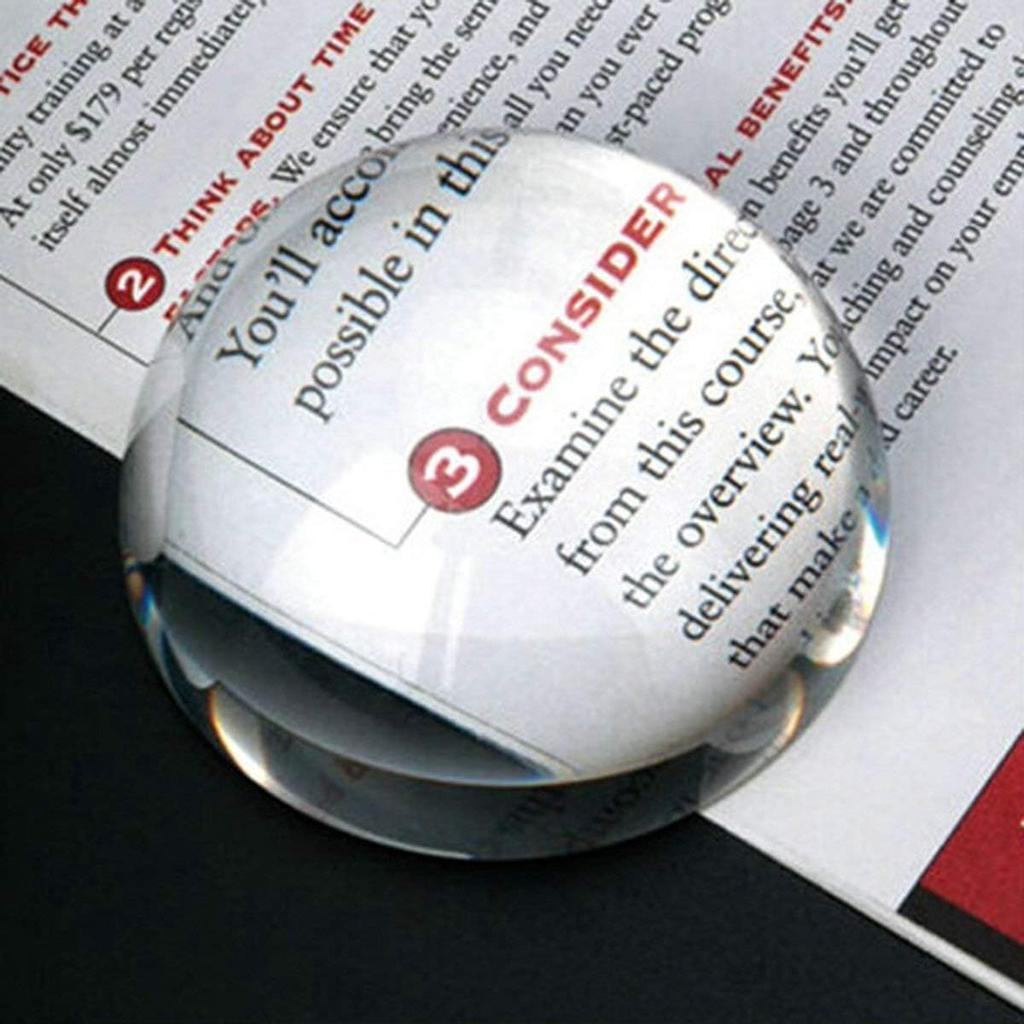 100mm Large Magnifying Glass Dome Paperweight Crystal Hemisphere Magnifier Reading Aid
