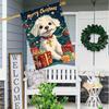 Merry Christmas Dog Flag, 1PC Double-Sided Polyester Garden Flag - Festive White Dog, Gift, and Tree Design, No Electricity Needed, Ideal for Outdoor,