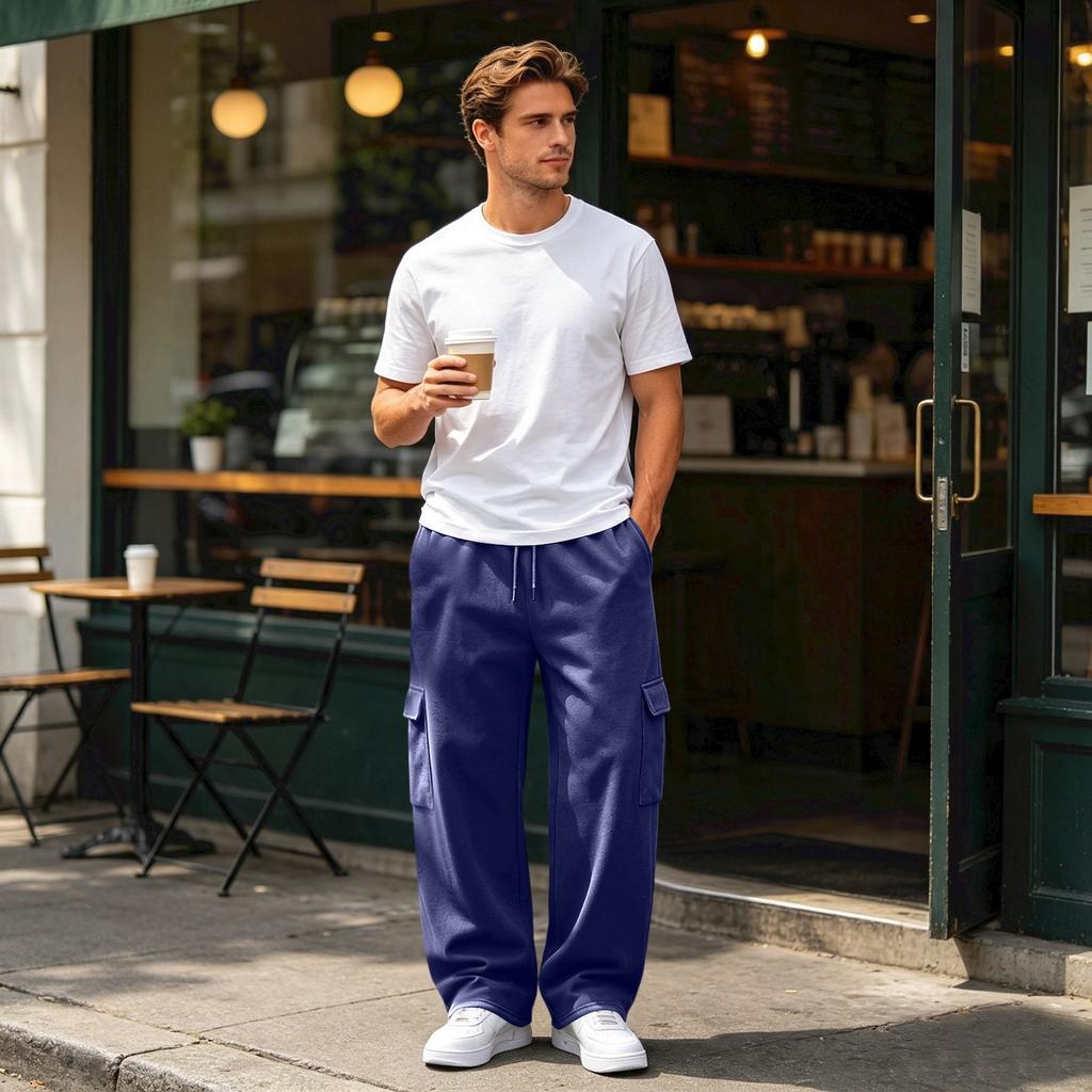 Pantalon de jogging cargo pour homme avec 4 poches, Coupe ample pour un usage quotidien décontracté