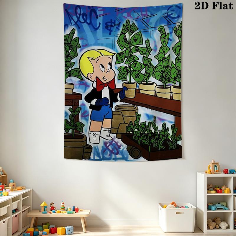 Richie Rich Comic Scene Pattern Home Decor Tapestry, Wall Hanging, Decorative RV Wall Cloth.NGT0928143