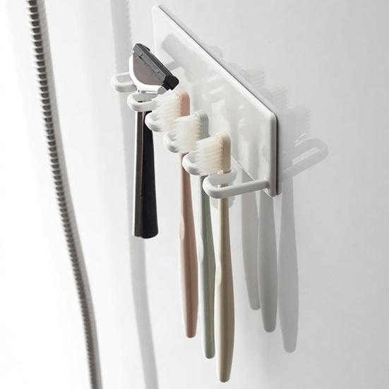 Soporte para Cepillos de Dientes de Pared 5 Ranuras Organizador Autoadhesivo Resistente al Óxido Baño
