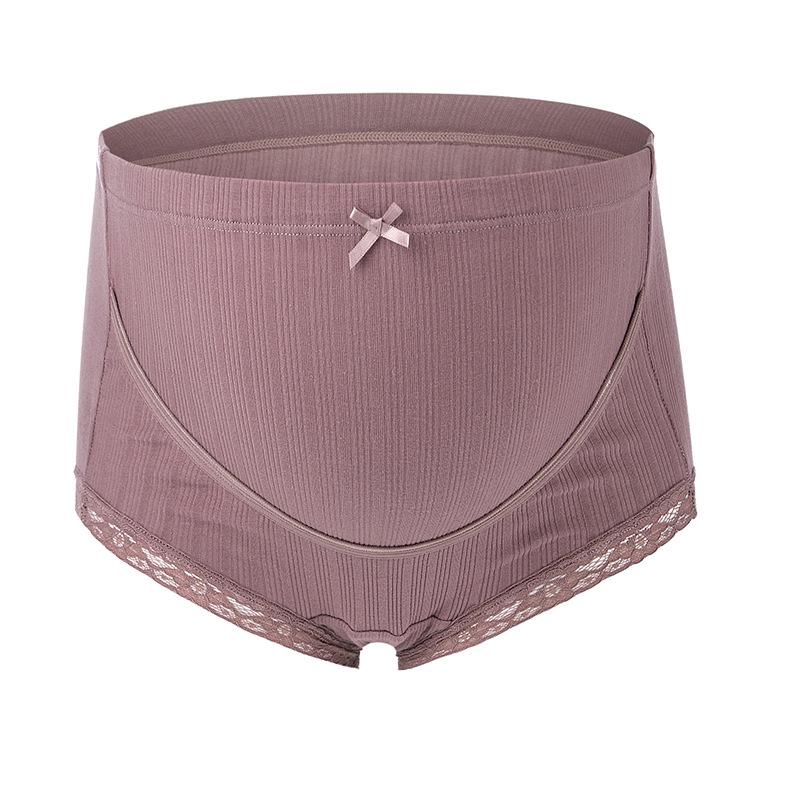 High-Waisted Pure Cotton Ribbed Maternity Underwear - Suitable for All Pregnancy Stages, Plus Size Available