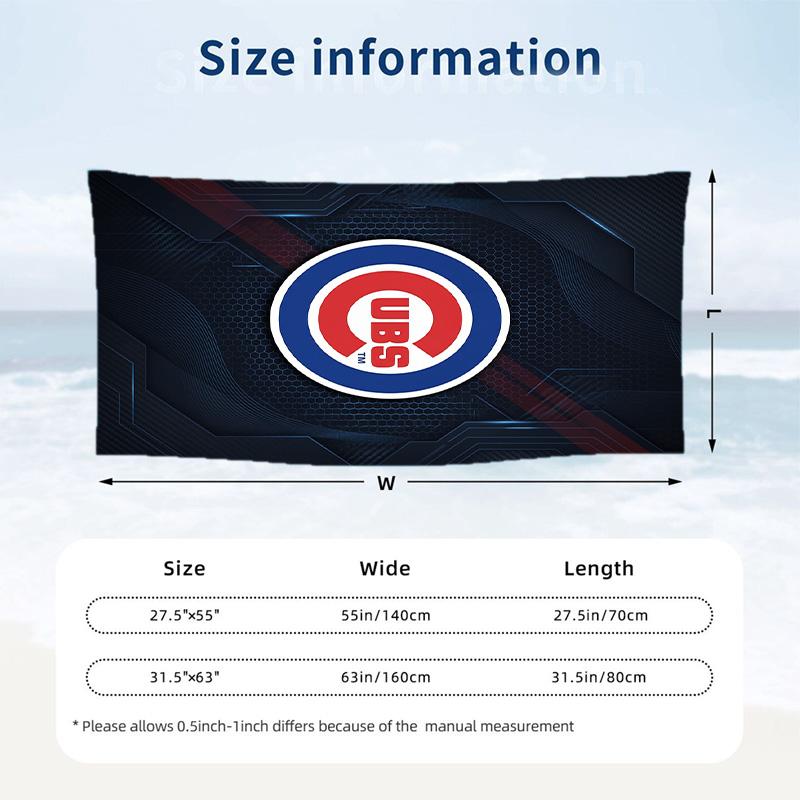 Asciugamano da Spiaggia alla Moda Chicago Cubs Asciugamano Portatile Morbido ad Asciugatura Rapida per Nuoto Campeggio Vacanze