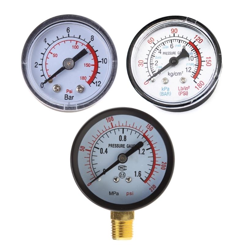 Pressure Gauge Iron/Plastic for Case Horizontal/Vertical Type Double Scale Gauge Air Compressor Gauge 3 Different Types