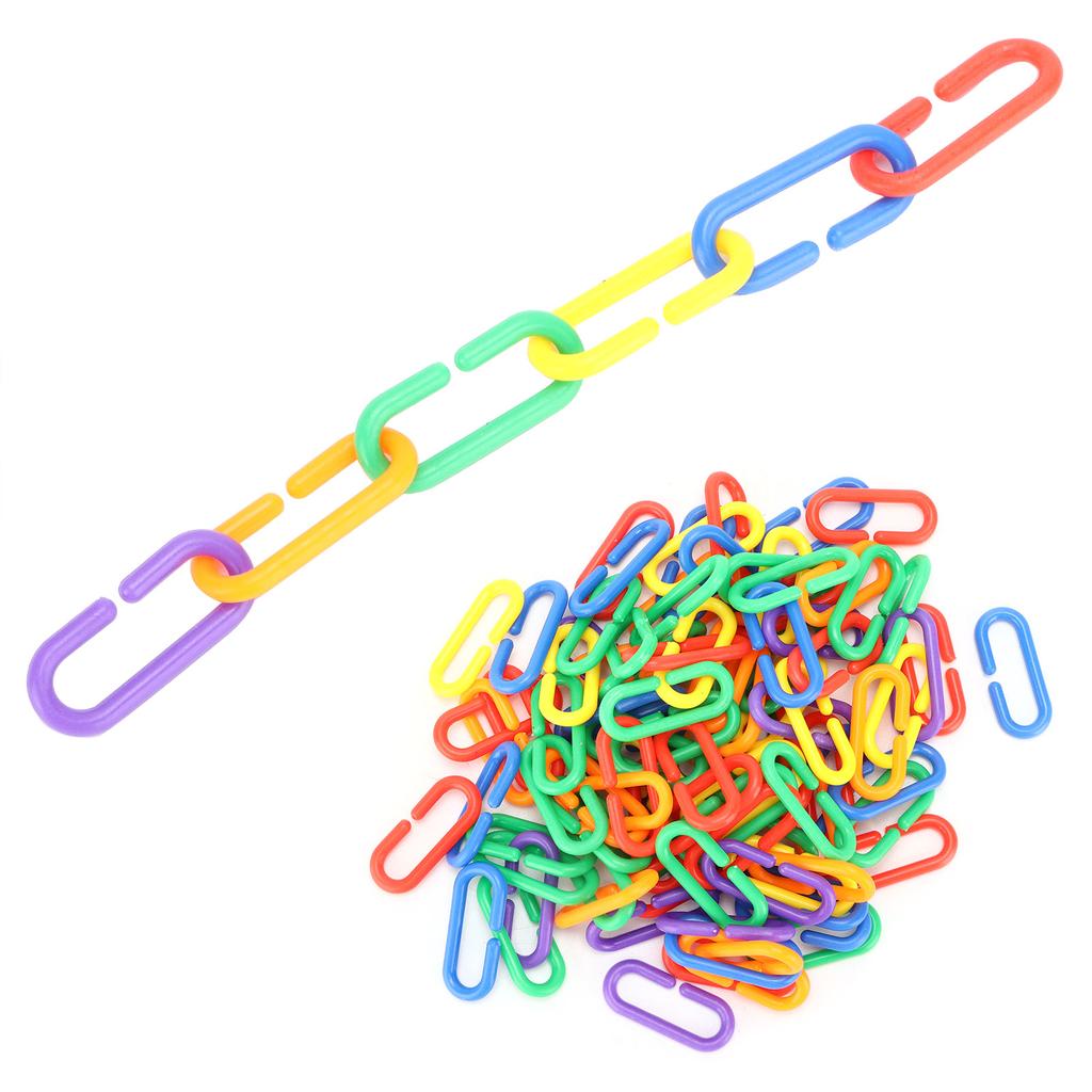 Plastic Chain Bird Toy Plastic CClips Hooks Chain Links Parrot Educational Bird Chewing Toy