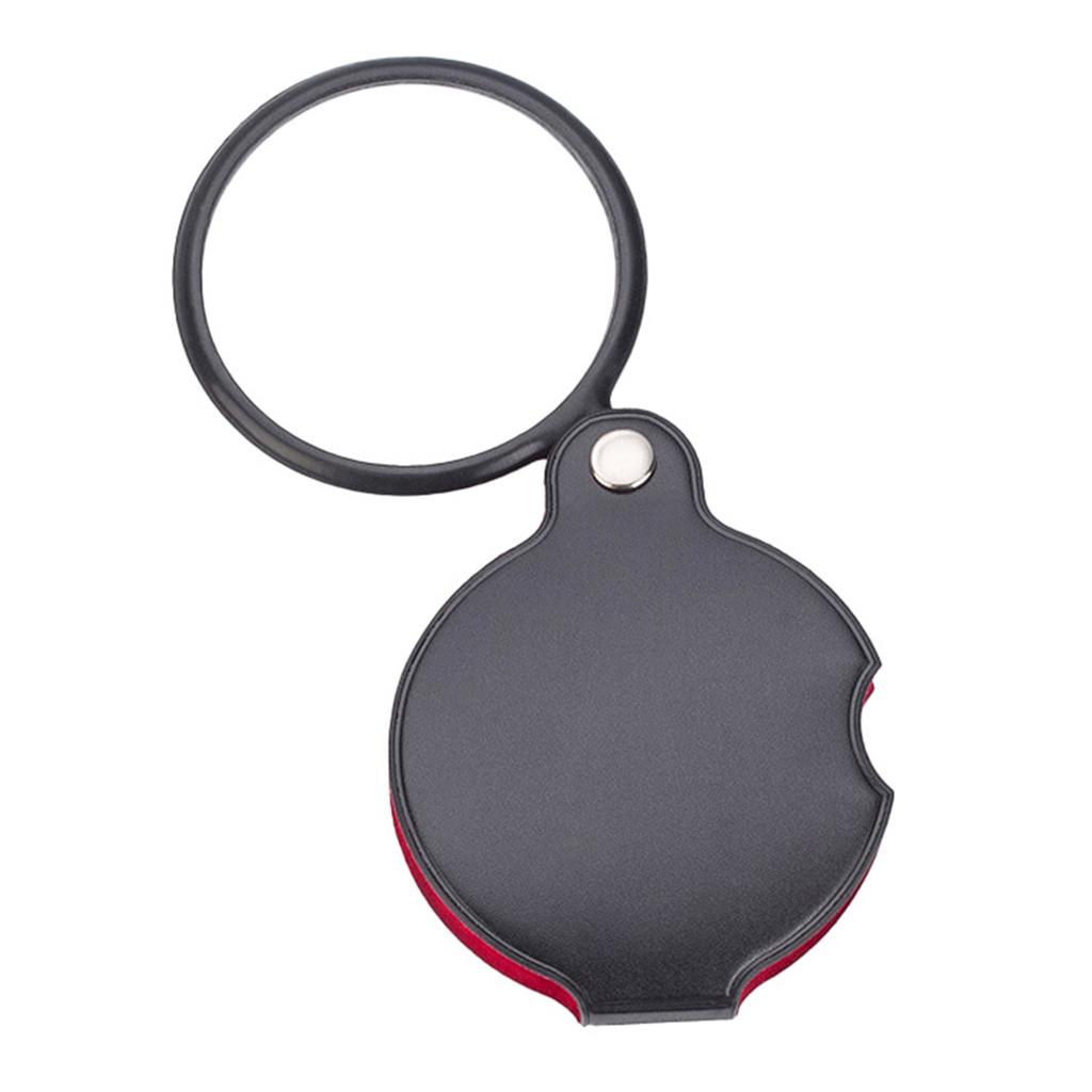 Small Pocket Magnifier Glass with Rotating Protective Leather Magnifier for Reading Science Class Hobby