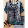 Summer Womens Retro 3D Printed Color Striped T-shirt Pattern Loose Comfortable Breathable Large Size Fashion O-neck T-shirt