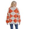 Women Color Block Loose Cardigan Button Knit Sweater Fall and Winter Coatigan