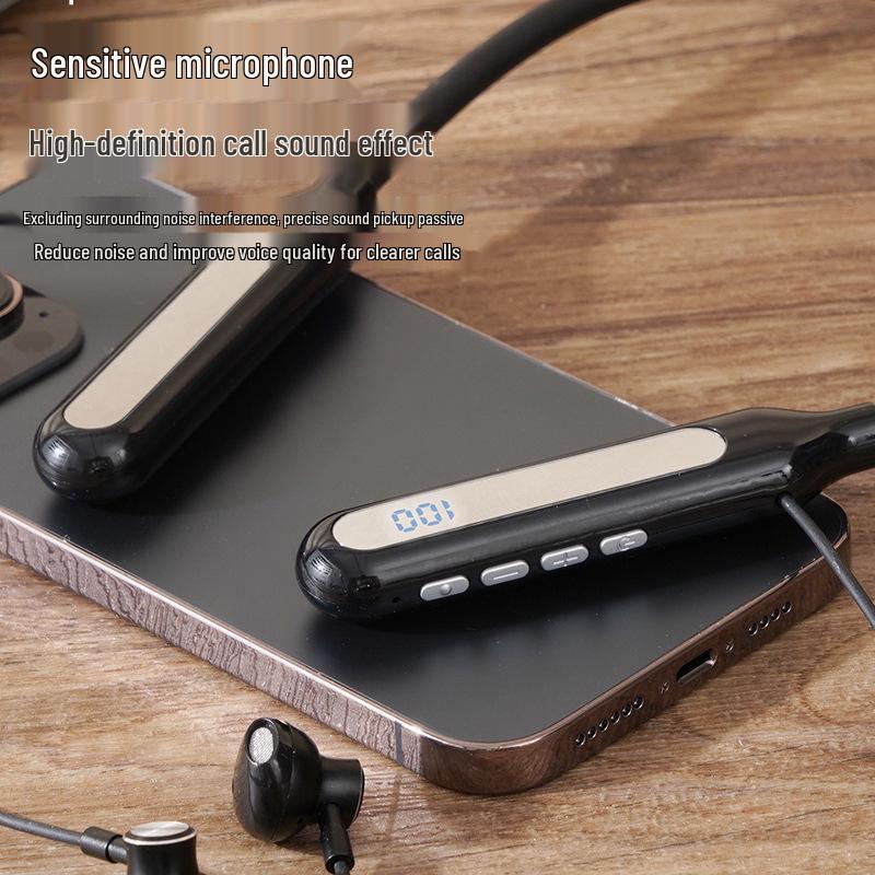 Neck-Hanging Sports Bluetooth Headset with Large Battery and Digital Display for Super Long Wireless Use
