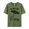 My Ride Alien Flying Saucer UFO Abduction Design Cotton Fabric Luxury Designer T-Shirts For Men Hip Hop T-Shirt Print