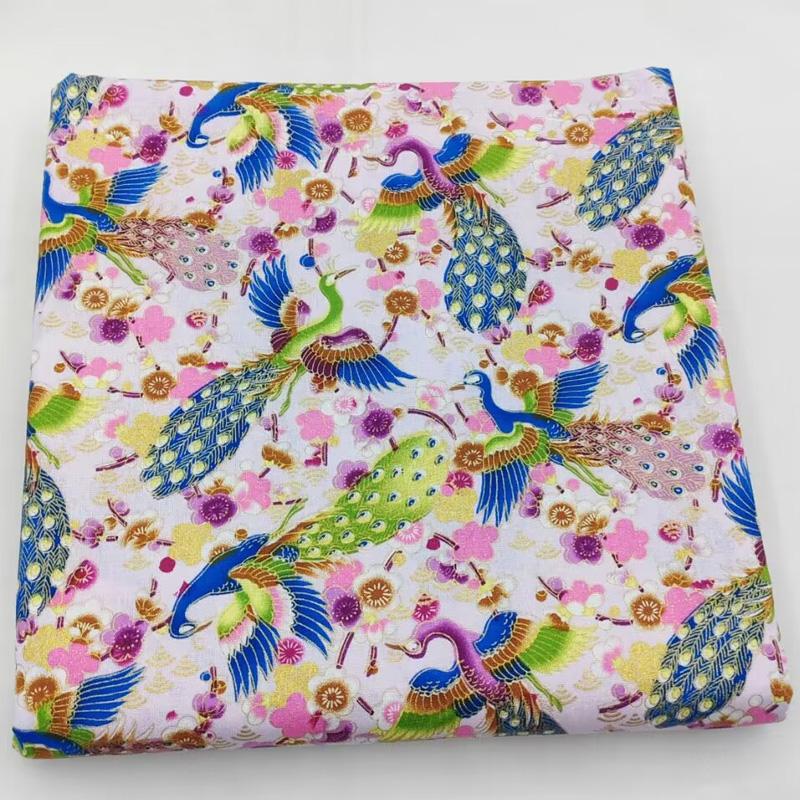 5 Stück Vergoldungsdruck Handgefertigtes Material Baumwollstoff Japanischer Stil Kimono Bronzefarbenes Heimtextil für Patchwork