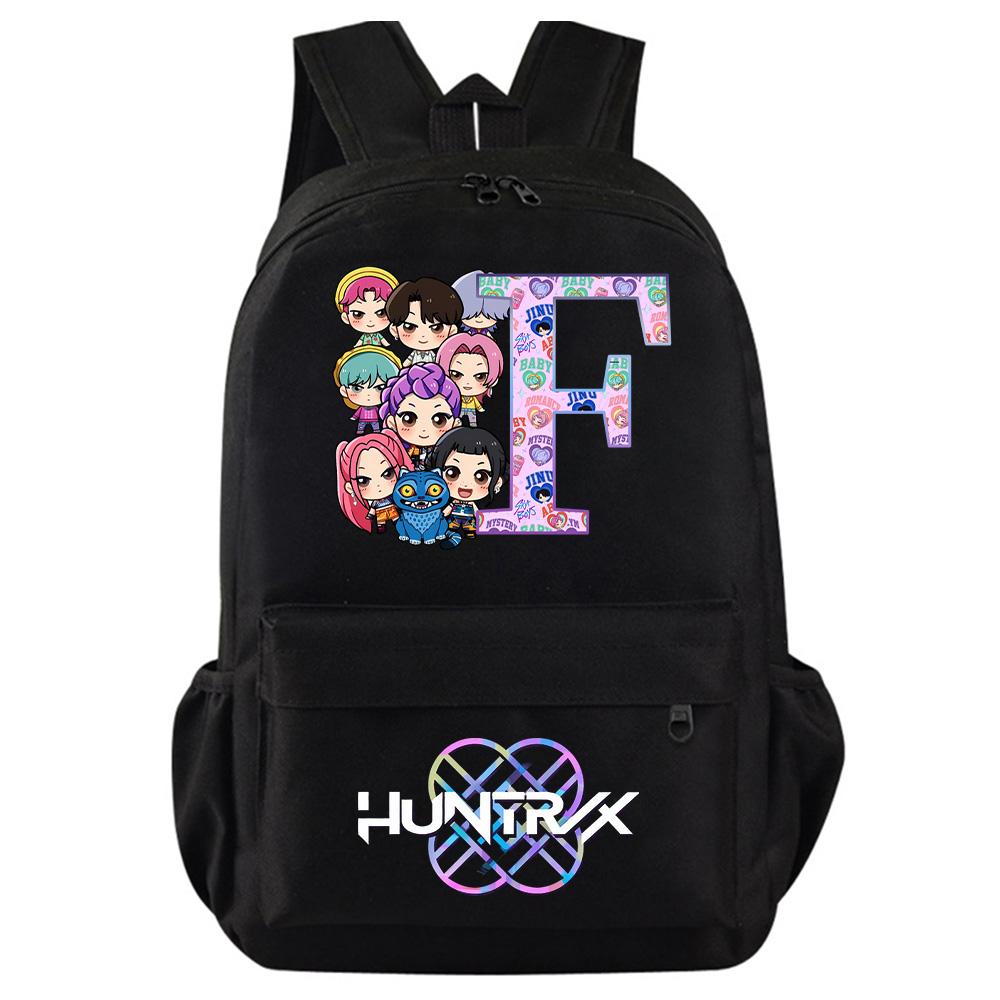 26 English Letter Kpop Demon Hunters Printed Backpack for Teenager Student Girl Boy Bookbag Schoolbag Women Large Capacity Travel Bag Kid Gift Rucksak