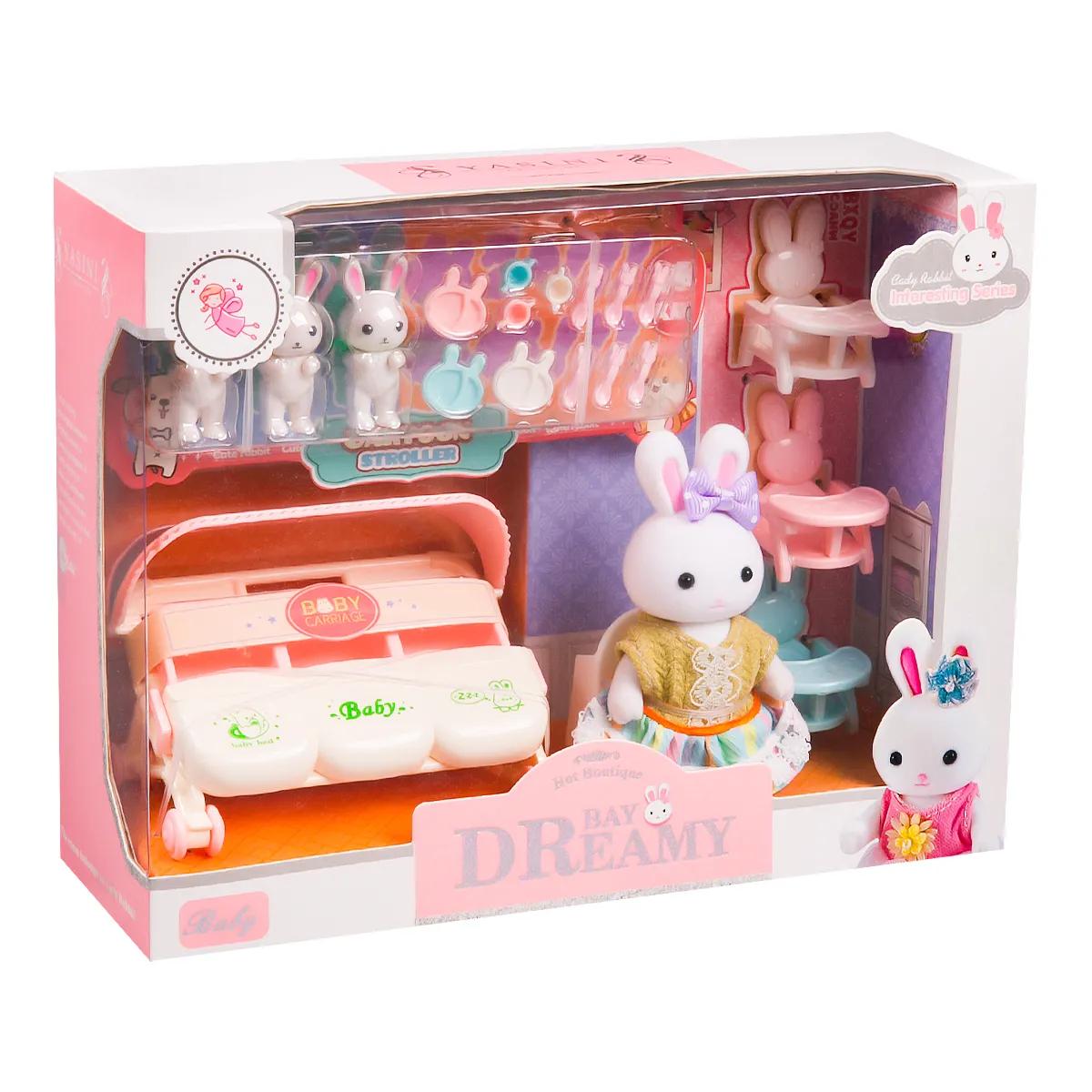 Мебель для кукольного домика Детская коляска Мини-аксессуары для кукольного домика Набор мебели Мебель для мини-семьи кроликов Игровой домик Игрушка