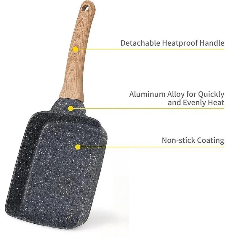 Nonstick Rectangular Pan Japanese Omelette Egg Roll Pans with Detachable Anti Scalding With Handle Kitchen Tools