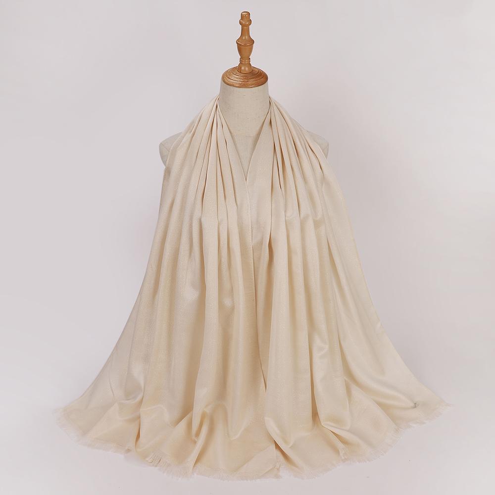 Women Plain Glitter Hijabs Scarf Gold Shimmer Muslim Long Wraps Shawls Hijab Scarves